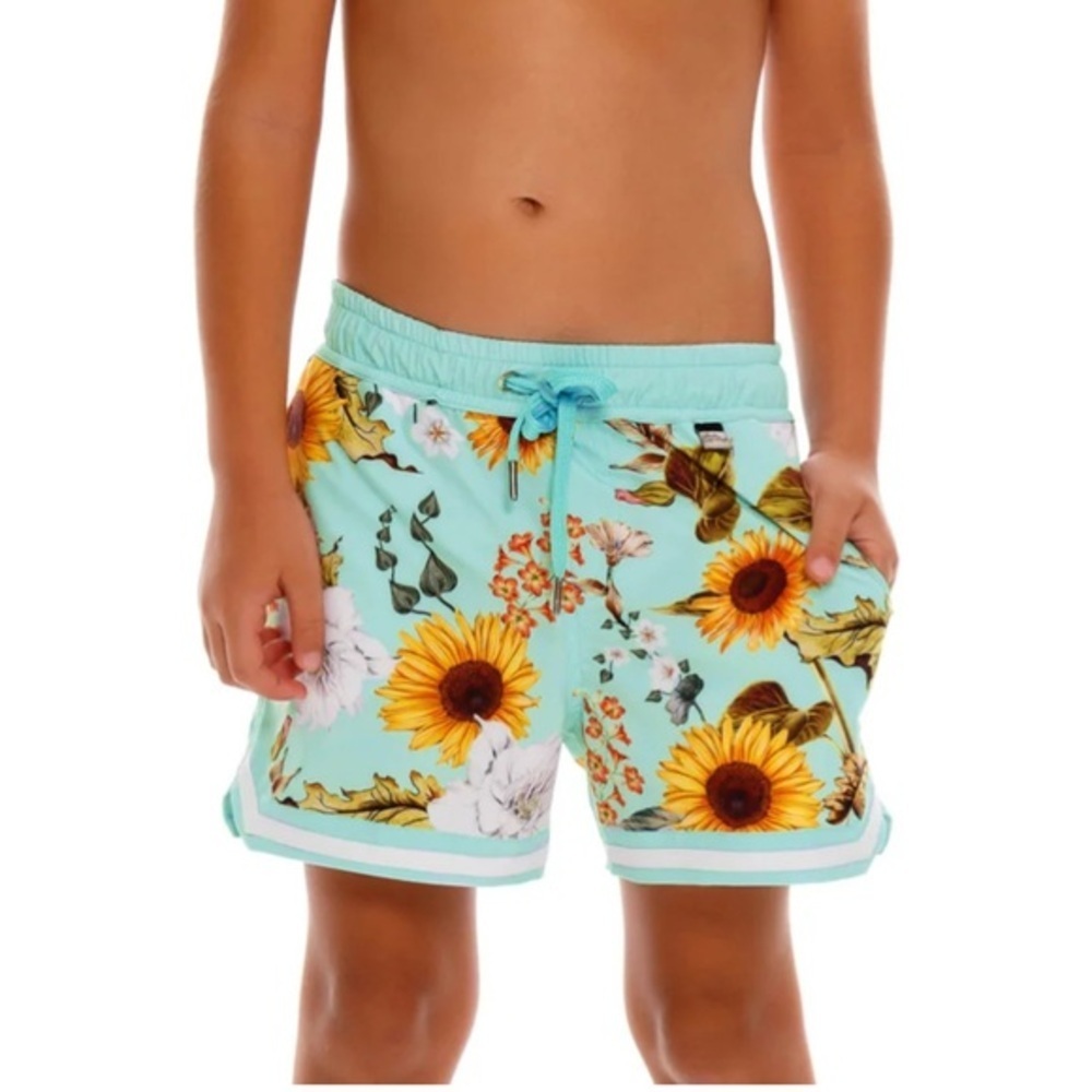 Agua Bendita Kids Sunflower Print Swim Shorts